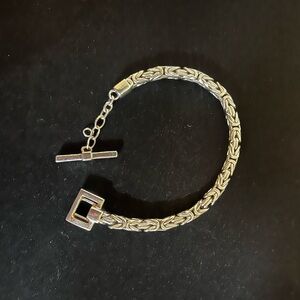 Lois Hill Byzantine Weave Chain Toggle Clasp Bracelet 925 Sterling Silver 7.5"